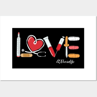 Love nurse heartbeat nurse life nursing shirt Posters and Art